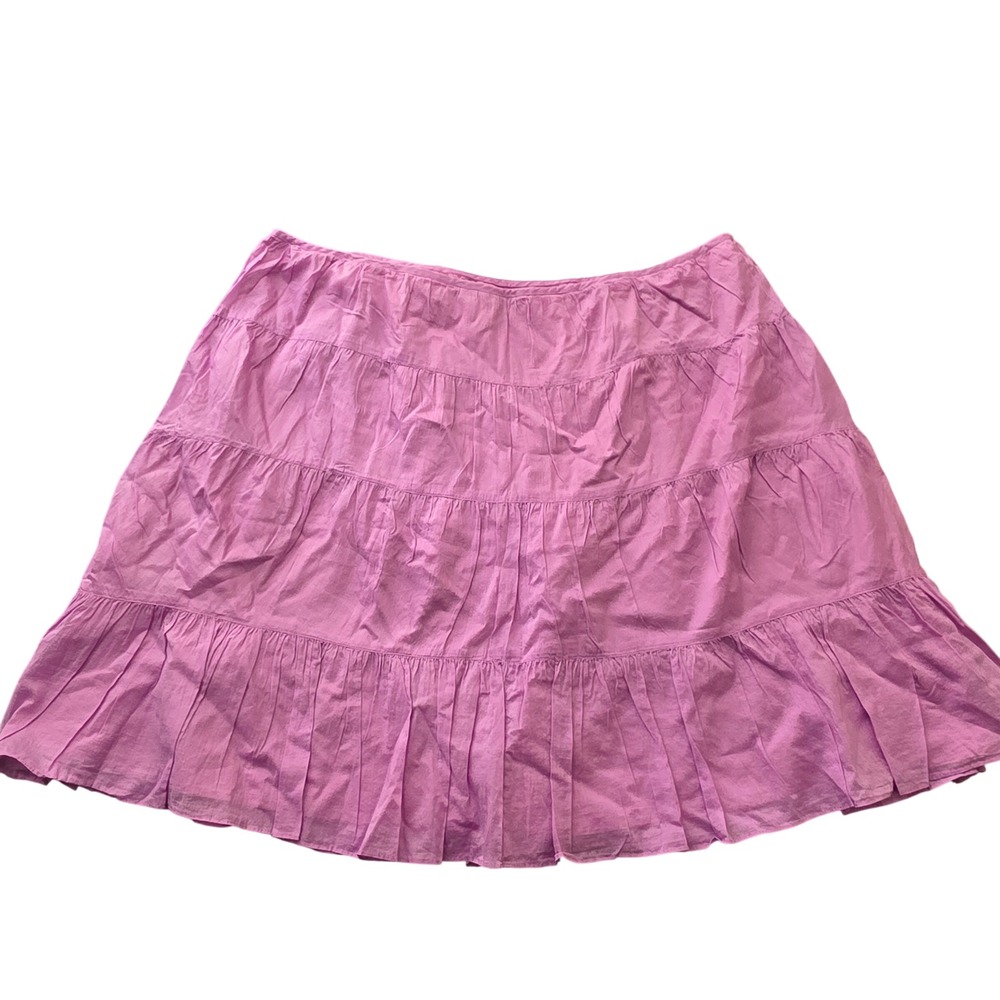 Talbots Orchid Purple Tiered‎ Cotton Midi Skirt Womens 22WP Plus Size Petite